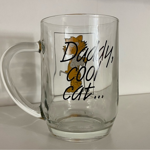 Vintage Daddy Cool Cat Golf Clear Glass Mug Made in France - Picture 3 of 5